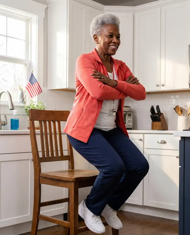 Coach Carol demonstrating at home