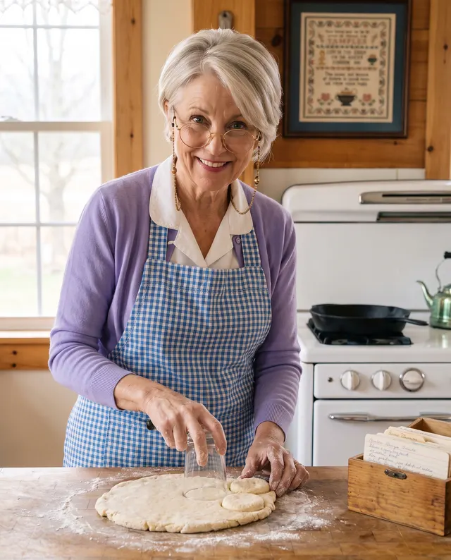 Grandma June demonstrating at home